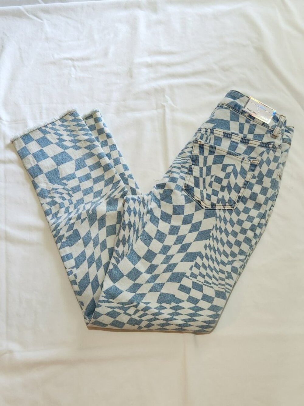 Tinseltown Hi Rise Mom jean sz 1 blue white NWT